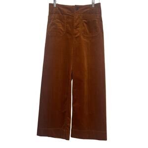 Maeve Anthropologie Colette 28 Cropped Copper Corduroy Wide Leg Pants Orange